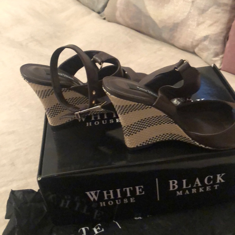 WHBM anklet wedge heels- never worn!